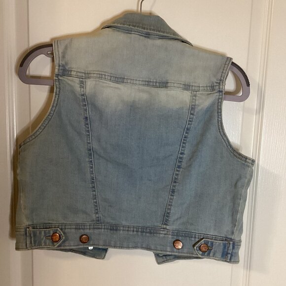Liquid X Women's Youth Denim Jean Sleeveless Vest Size S/P Layering Hippie Y2K - Picture 5 of 8